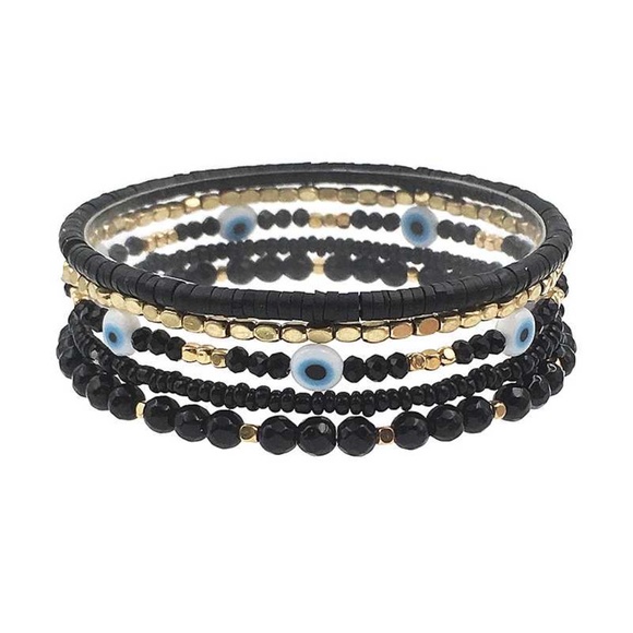 Multi Layer Metal Bead Eye Bracelet - Picture 3 of 3